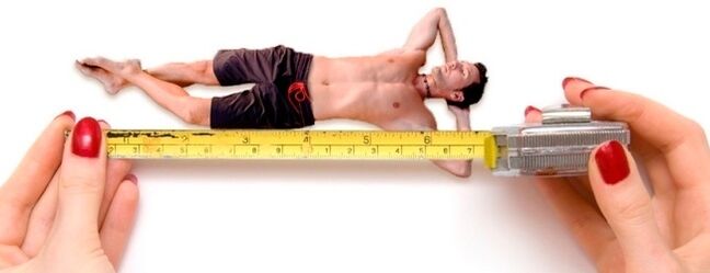 Das Bild symbolisiert die Messung eines männlichen Penis vor der Vergrößerung